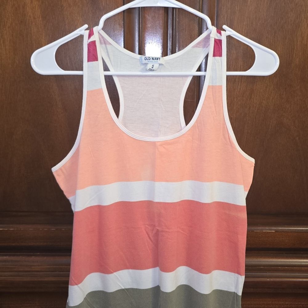 Old Navy Women's Colorful Striped Tank Top - Coral and Cream